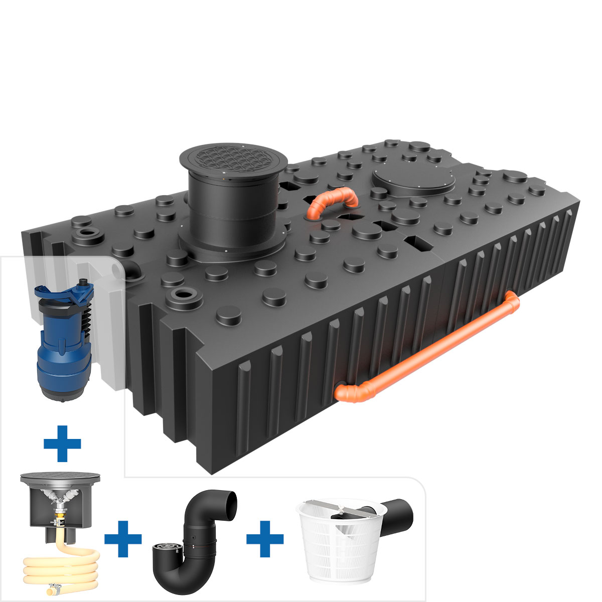 Garten- Komplettanlage AQa.Line 8000 L Flachtank inkl. Abdeckung
